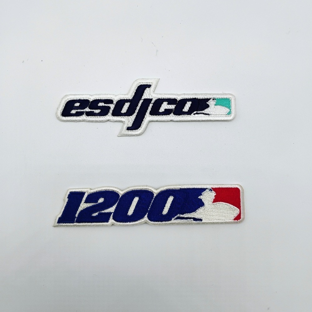 ESDJCO Set Of Two Iron On Patches 1200 Turntable Vintage DJ Embroidered  1990's